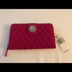 Vera Bradley Fuschia Microfiber Turlock Wallet